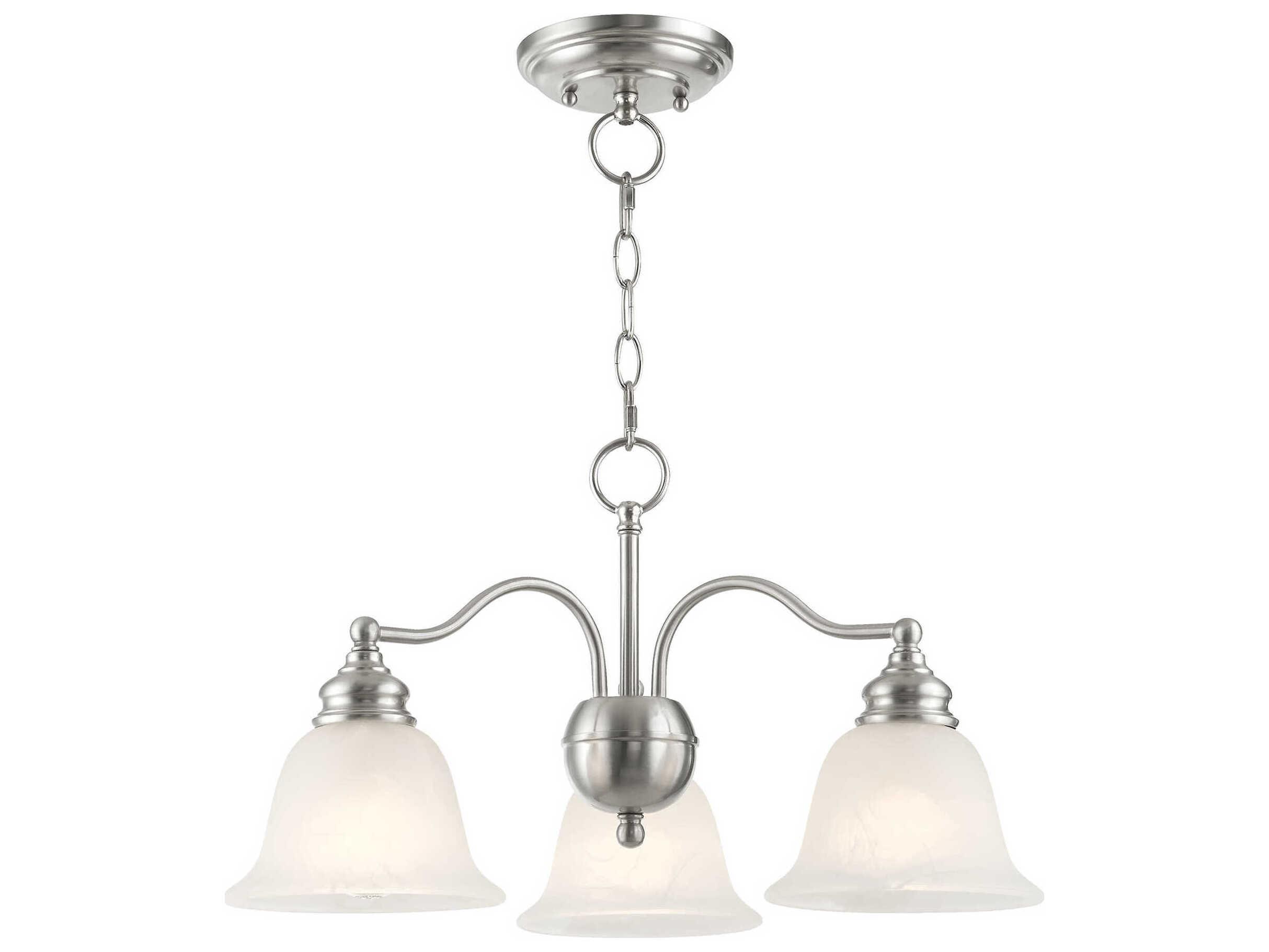 Livex Lighting Essex 3-Light Brushed Nickel Glass Bell Chandelier