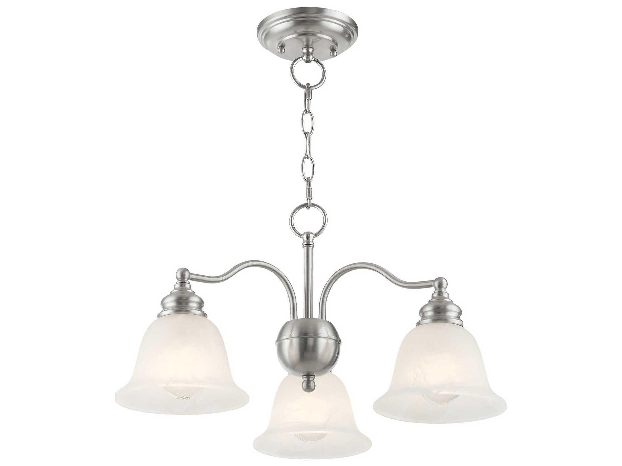 Livex Lighting Essex 3-Light Brushed Nickel Glass Bell Chandelier