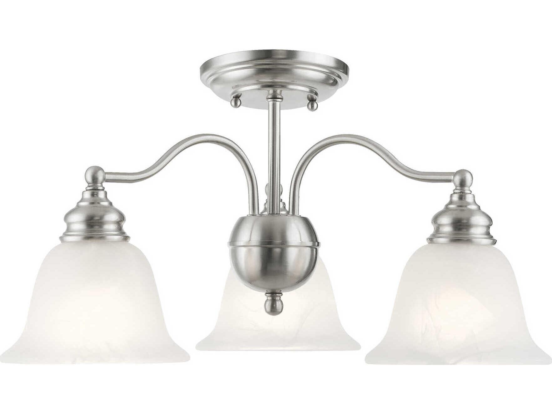 Livex Lighting Essex 3-Light Brushed Nickel Glass Bell Chandelier