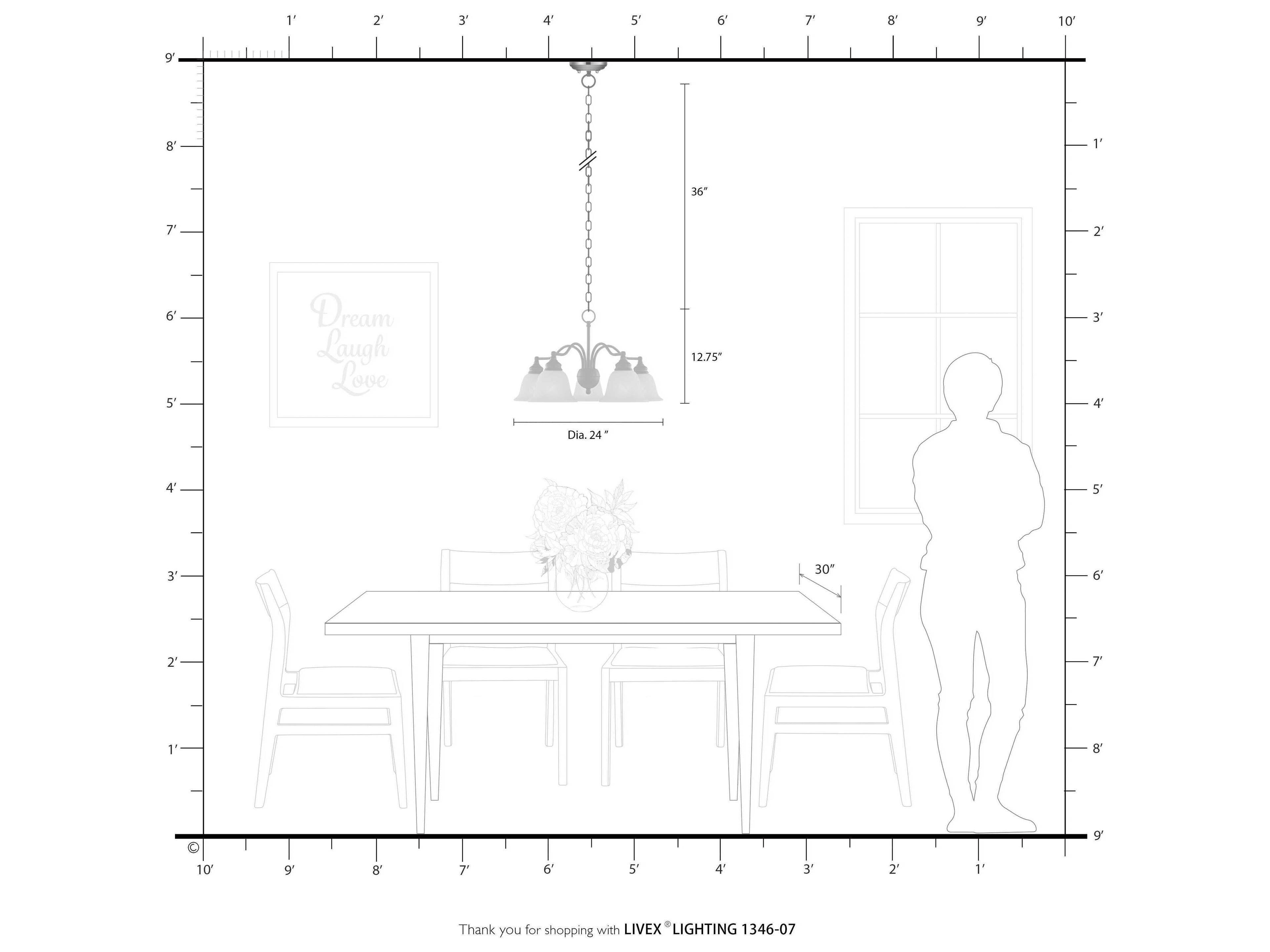 Livex Lighting Essex 5-Light Bronze Glass Bell Chandelier