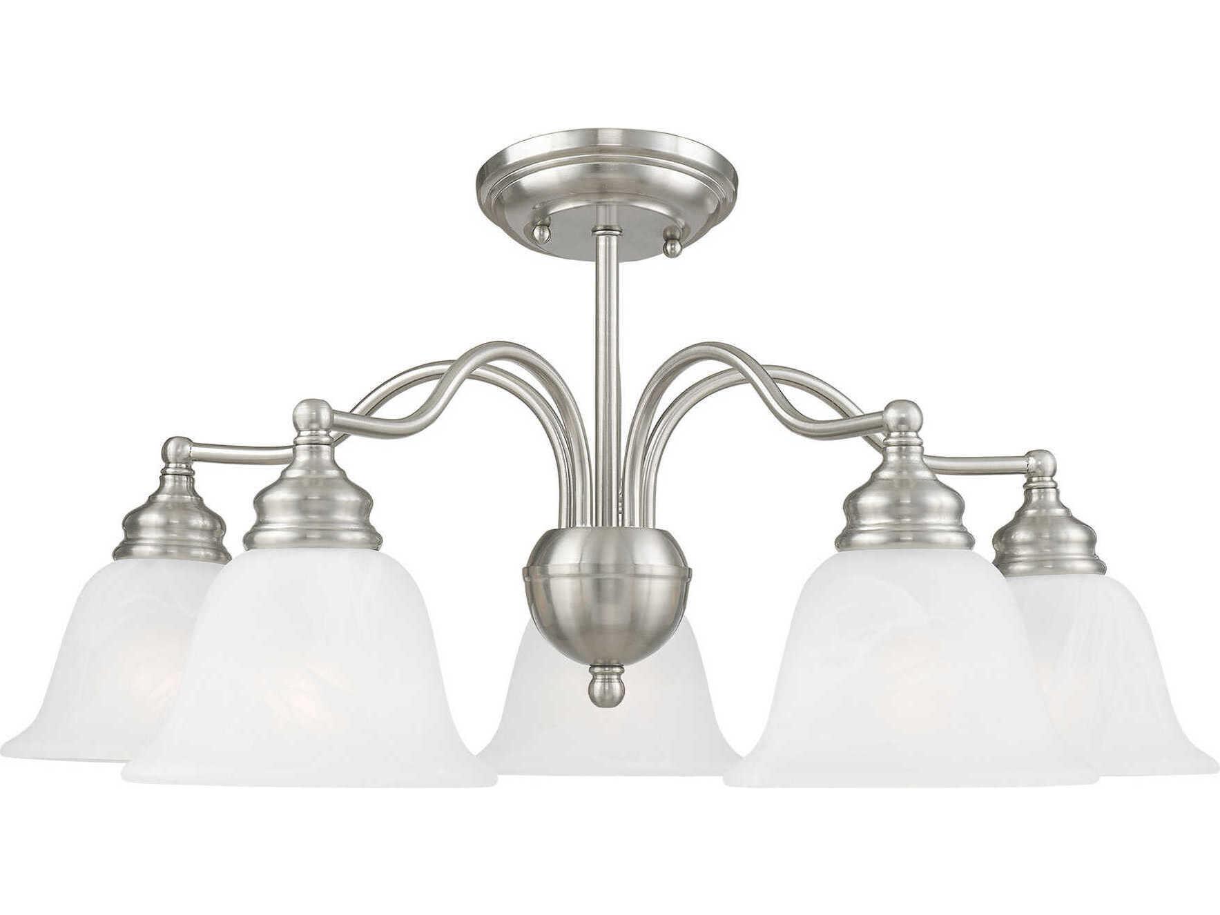 Livex Lighting Essex 5-Light Brushed Nickel Glass Bell Chandelier
