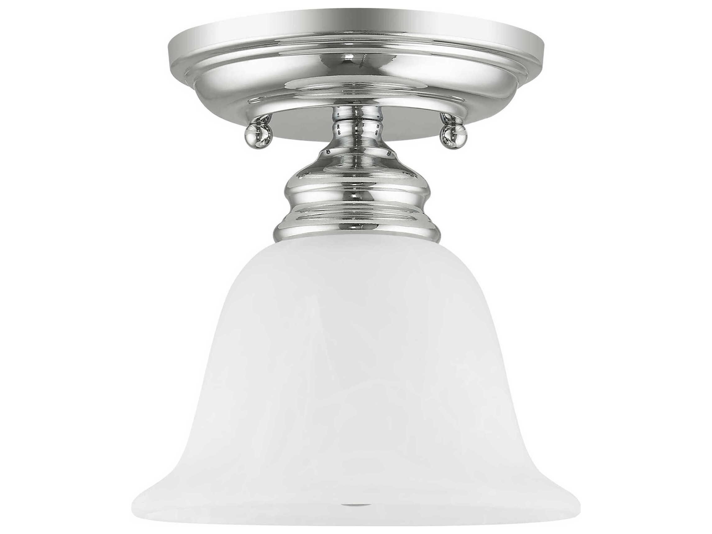 Livex Lighting Essex 1-Light Polished Chrome Glass Bell Semi Flush Mount
