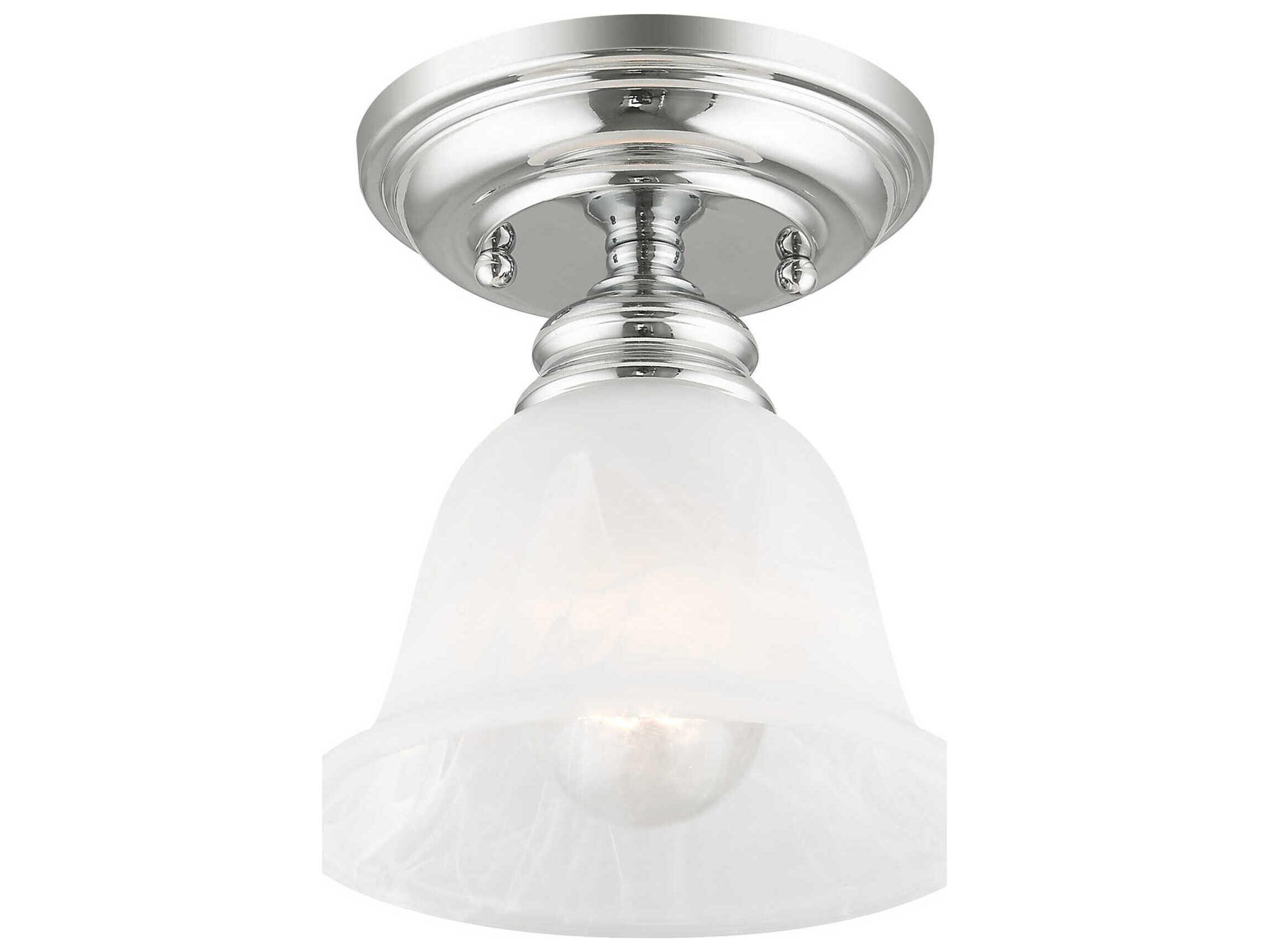 Livex Lighting Essex 1-Light Polished Chrome Glass Bell Semi Flush Mount