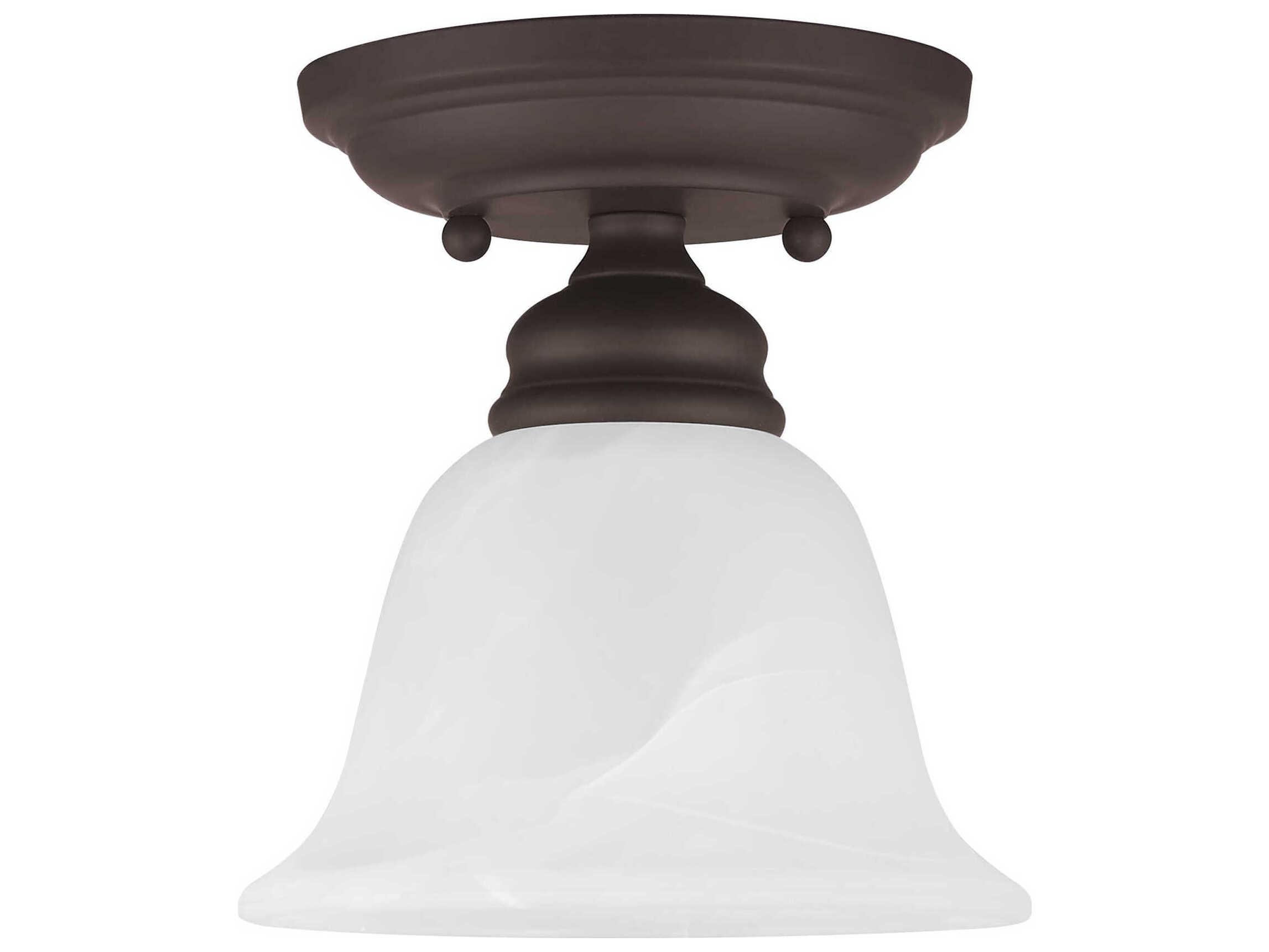 Livex Lighting Essex 1-Light Bronze Glass Bell Semi Flush Mount
