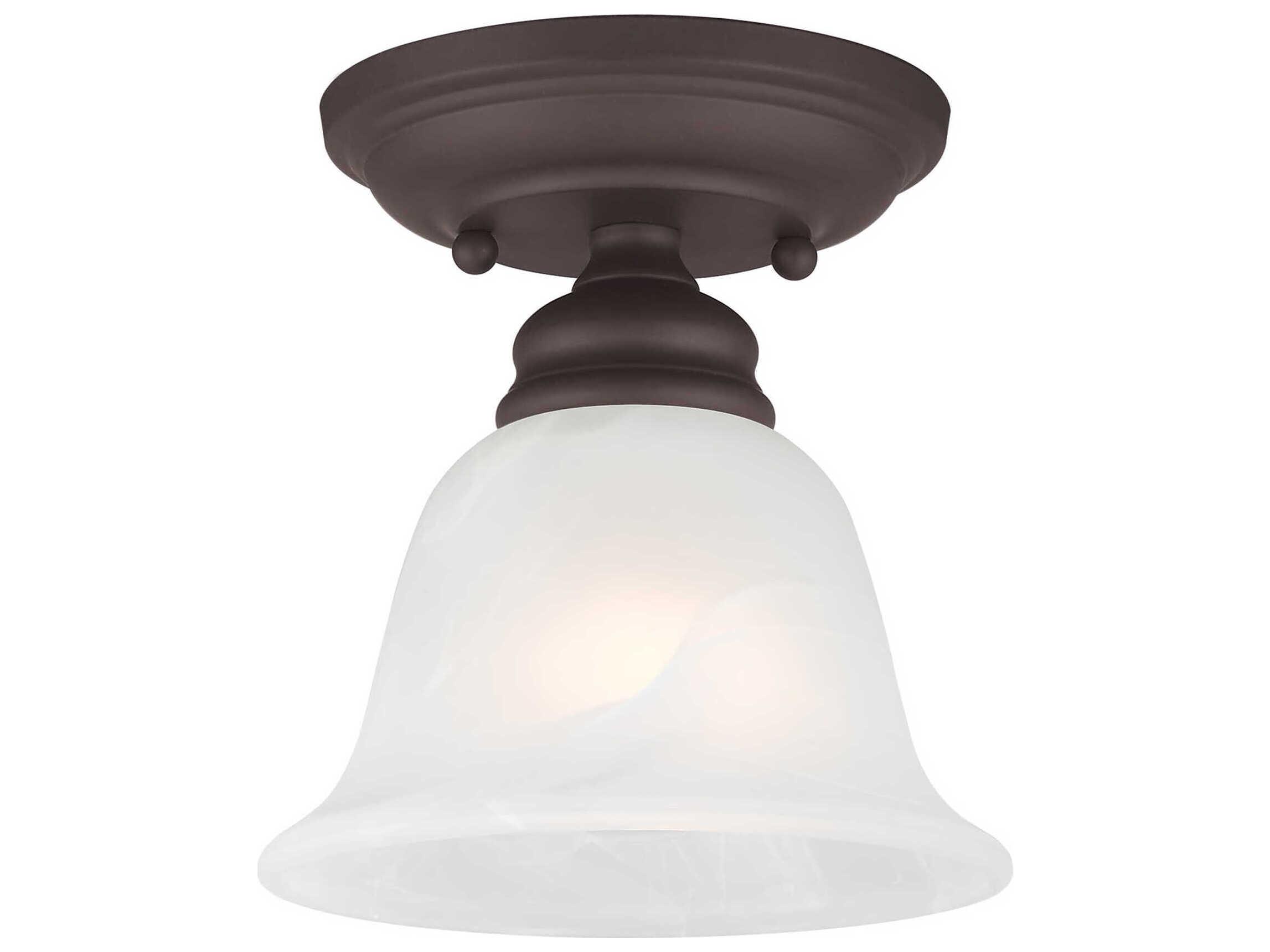 Livex Lighting Essex 1-Light Bronze Glass Bell Semi Flush Mount