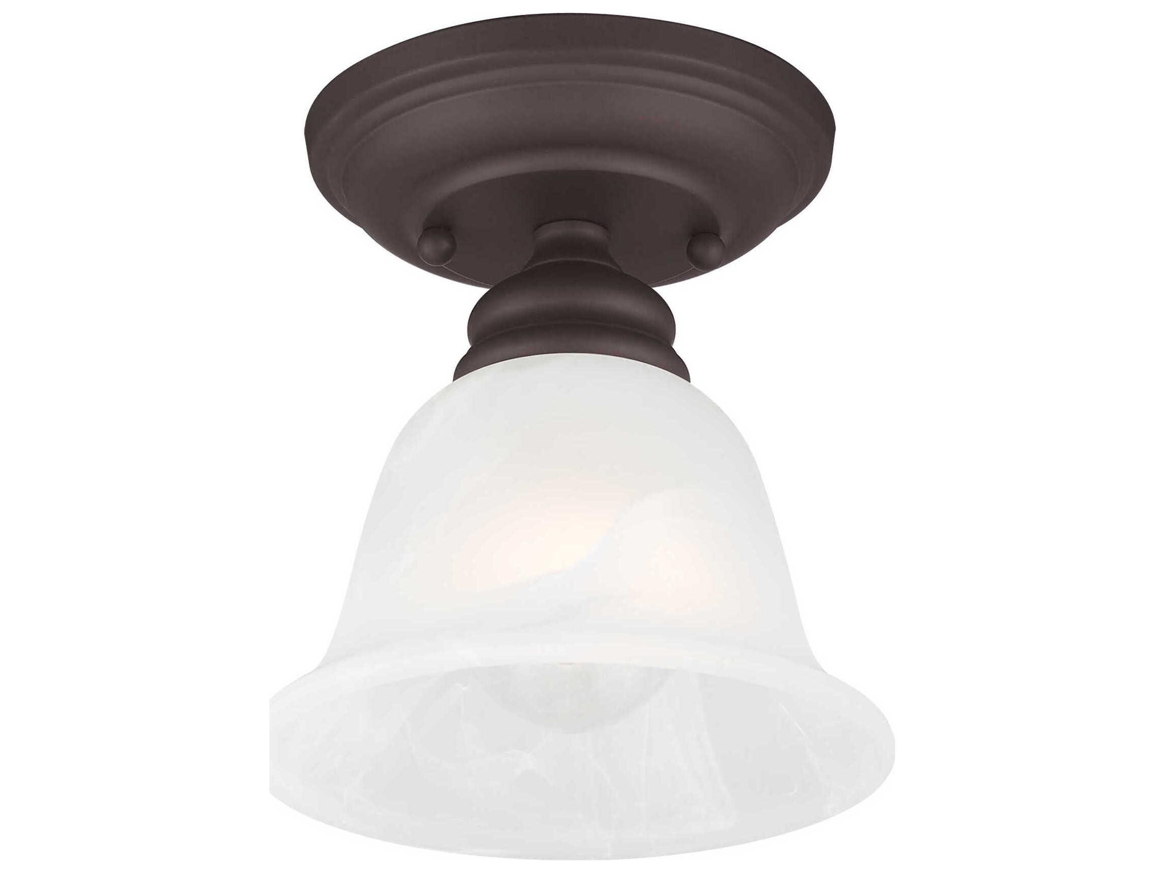 Livex Lighting Essex 1-Light Bronze Glass Bell Semi Flush Mount