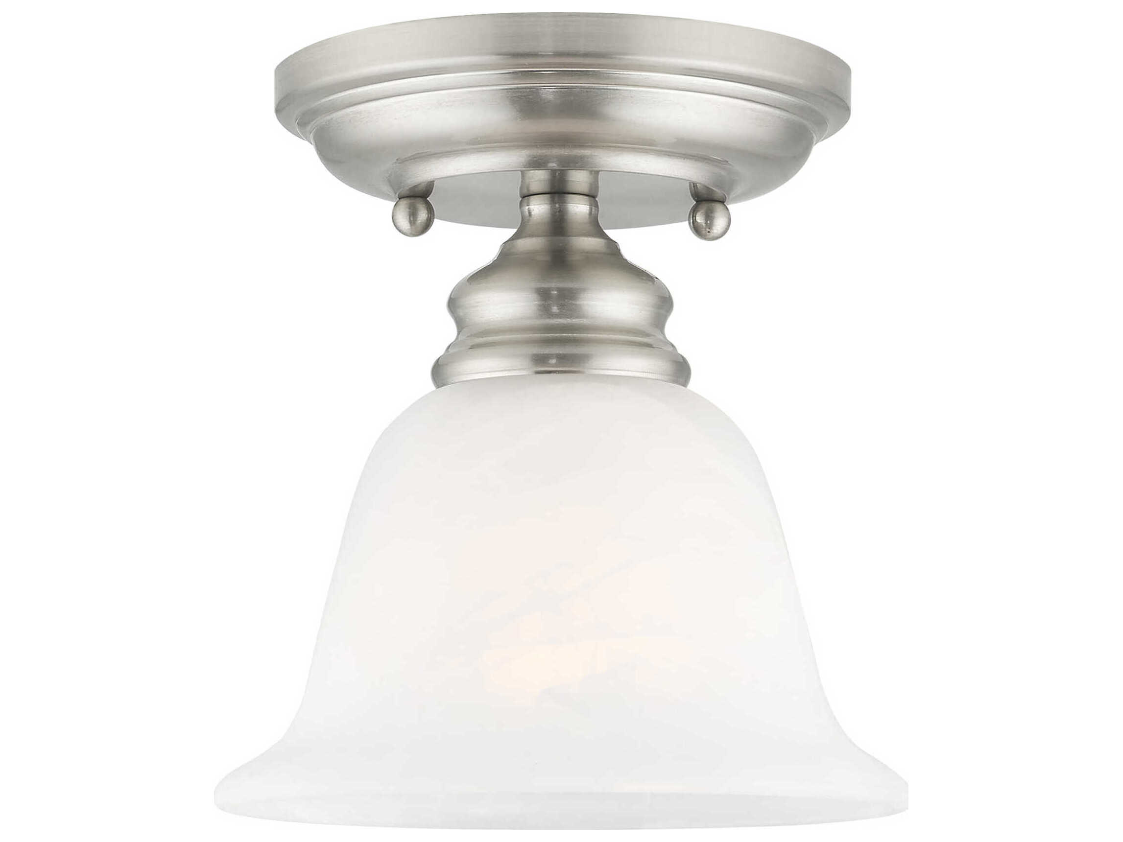 Livex Lighting Essex 1-Light Brushed Nickel Glass Bell Semi Flush Mount