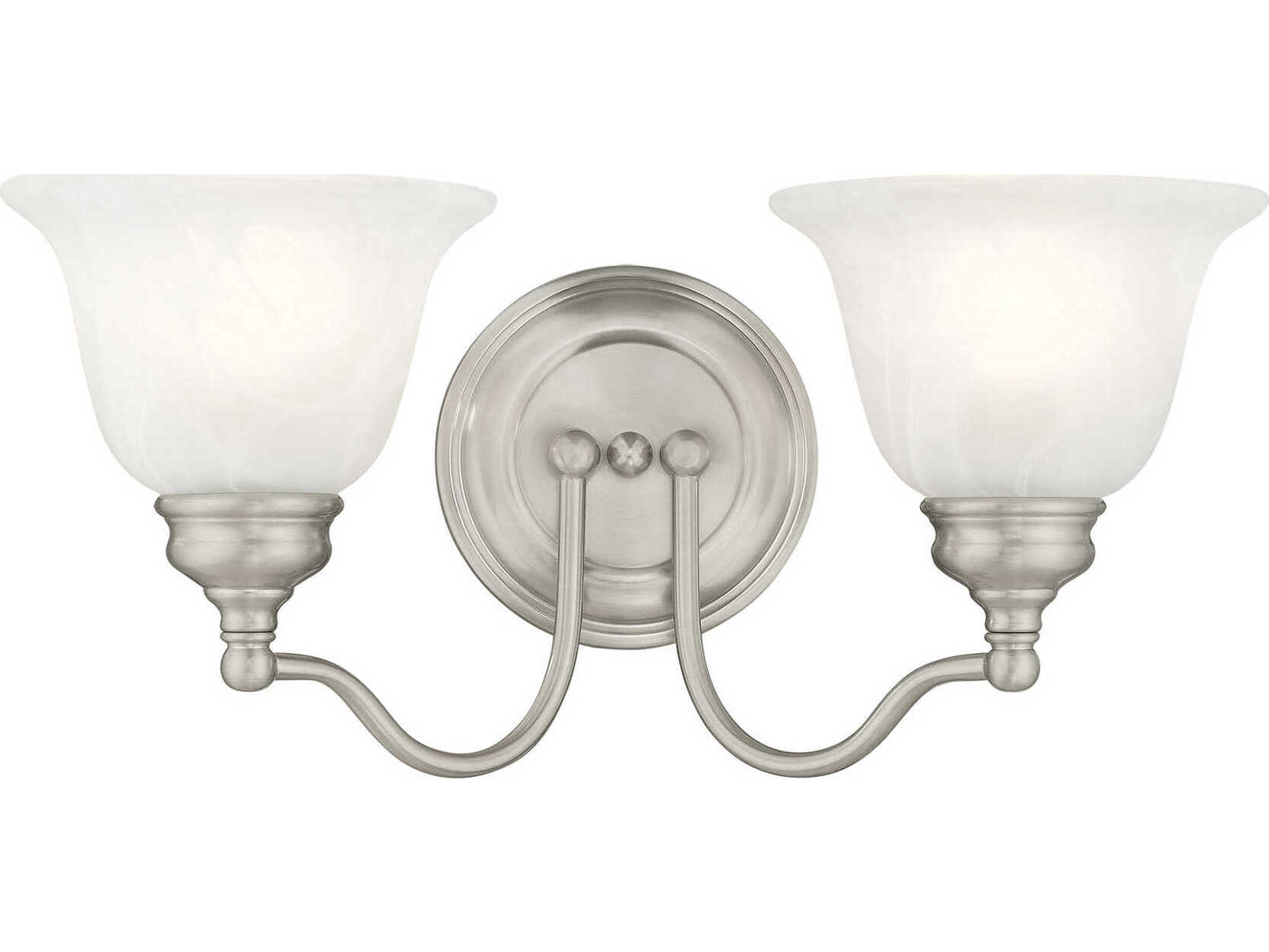 Livex Lighting Essex 2-Light Brushed Nickel Glass Vanity Light