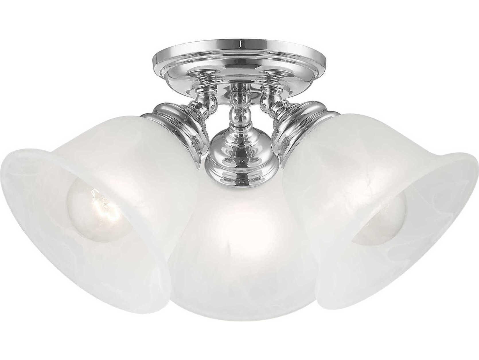 Livex Lighting Essex 3-Light Polished Chrome Glass Bell Semi Flush Mount