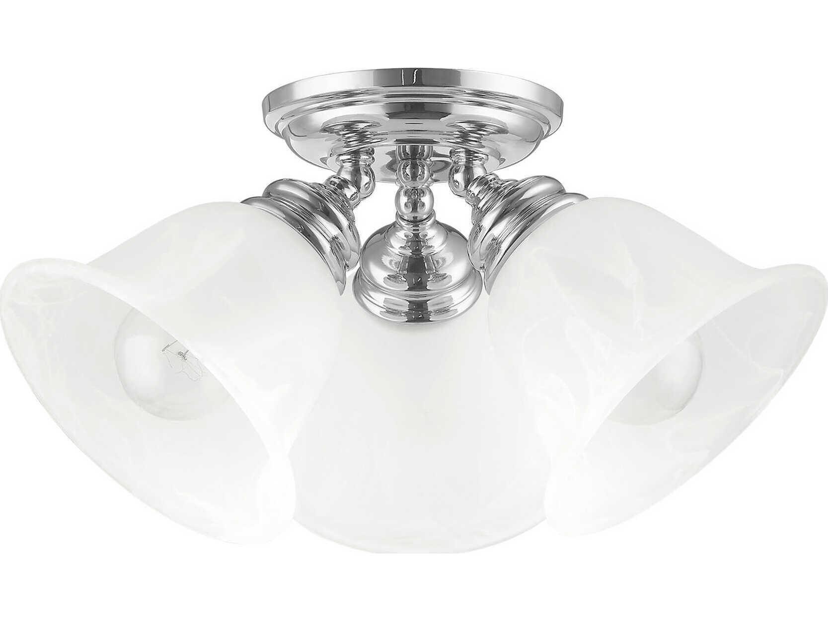 Livex Lighting Essex 3-Light Polished Chrome Glass Bell Semi Flush Mount