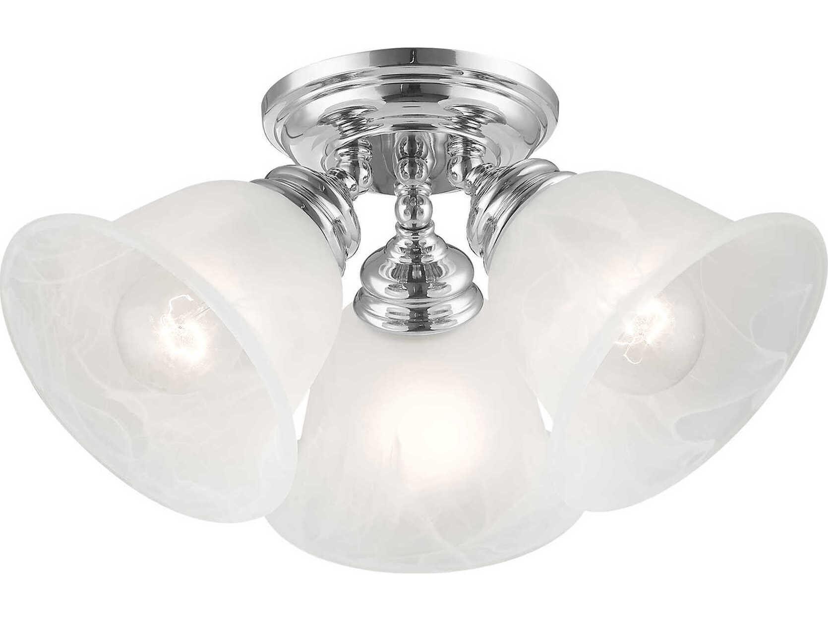 Livex Lighting Essex 3-Light Polished Chrome Glass Bell Semi Flush Mount