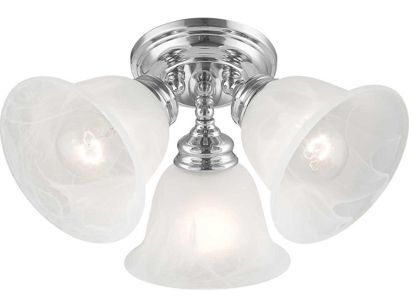 Livex Lighting Essex 3-Light Polished Chrome Glass Bell Semi Flush Mount