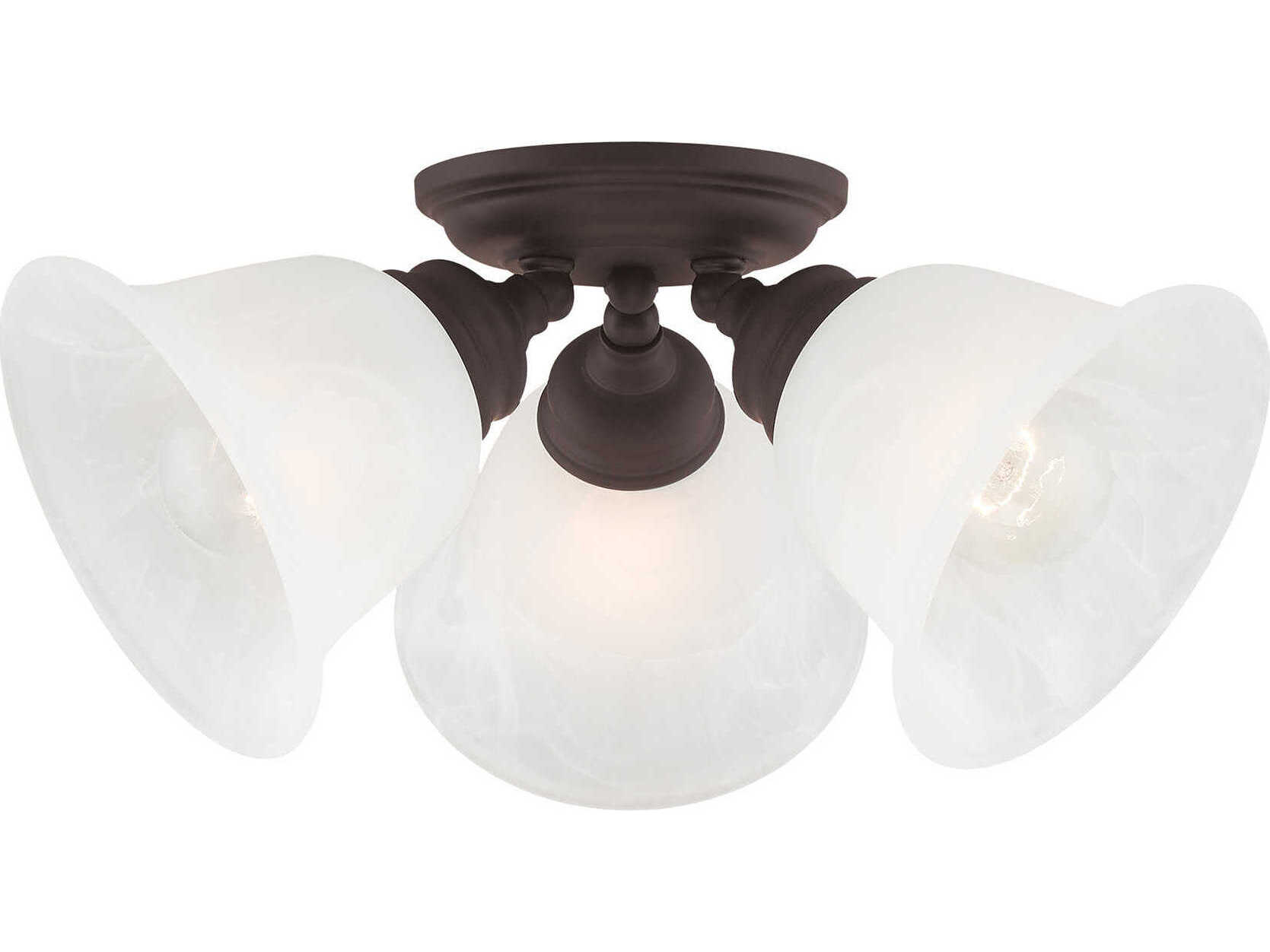 Livex Lighting Essex 3-Light Bronze Glass Bell Semi Flush Mount