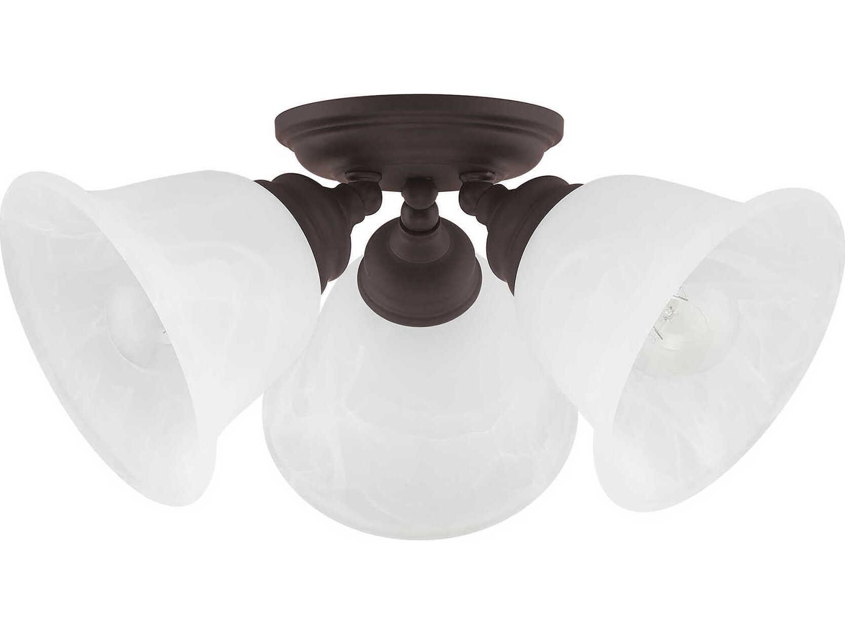 Livex Lighting Essex 3-Light Bronze Glass Bell Semi Flush Mount
