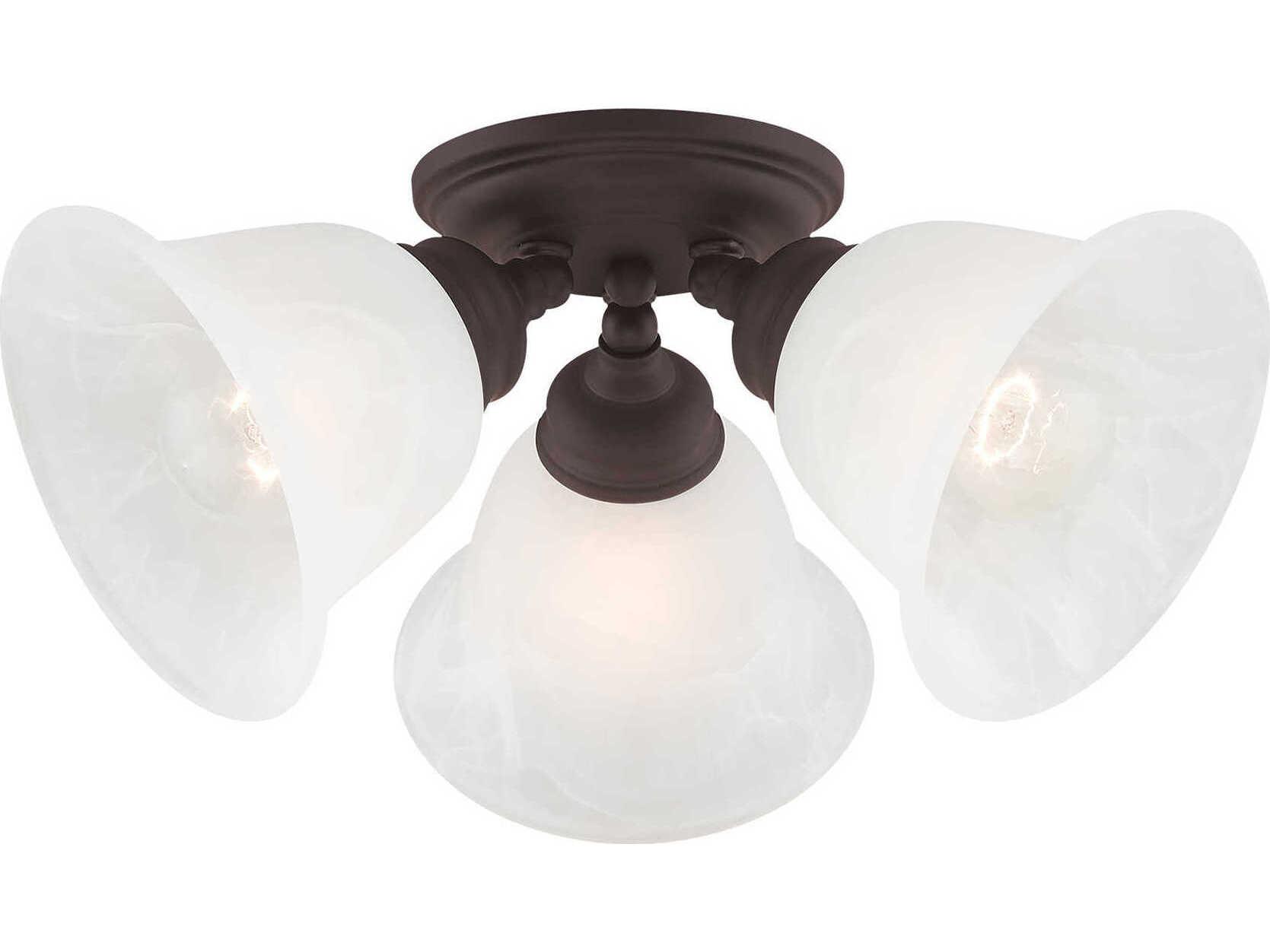 Livex Lighting Essex 3-Light Bronze Glass Bell Semi Flush Mount