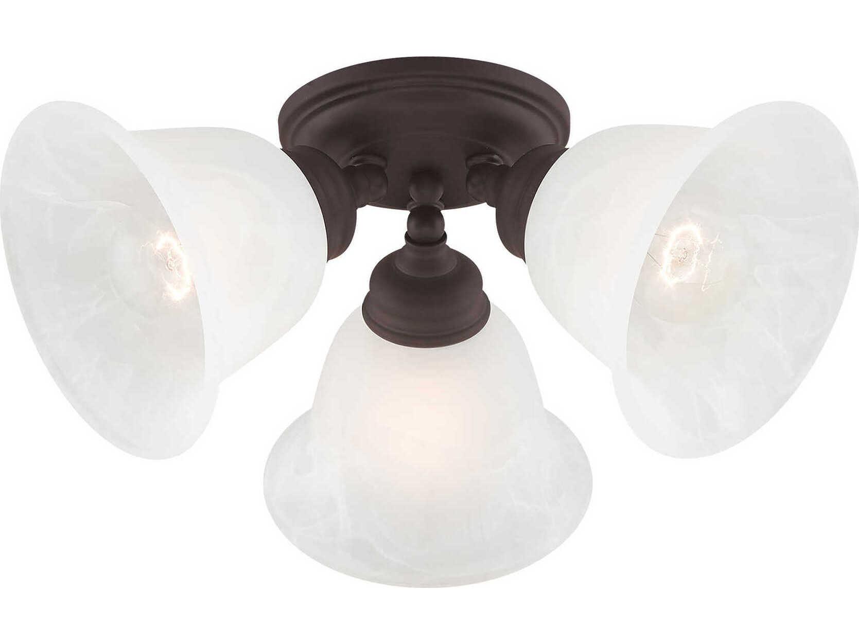 Livex Lighting Essex 3-Light Bronze Glass Bell Semi Flush Mount