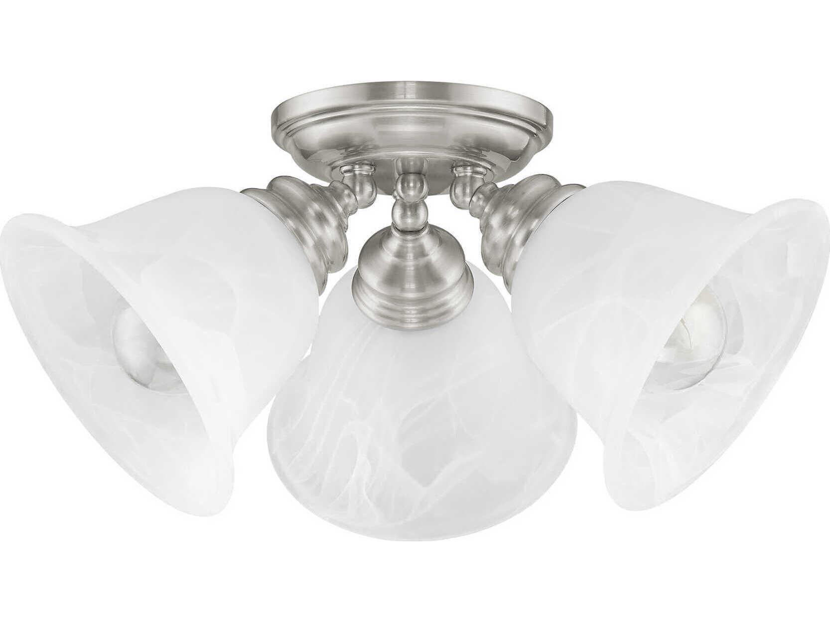 Livex Lighting Essex 3-Light Brushed Nickel Glass Bell Semi Flush Mount