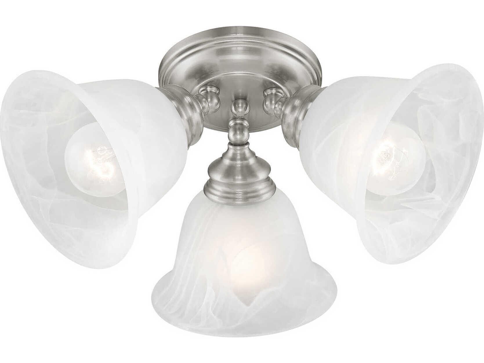 Livex Lighting Essex 3-Light Brushed Nickel Glass Bell Semi Flush Mount