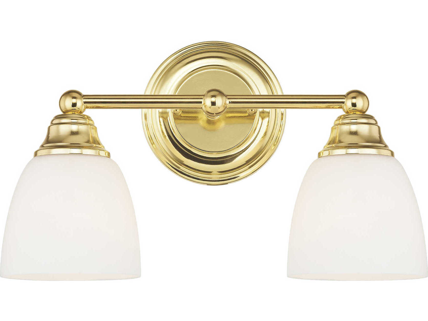 Livex Lighting Somerville 2-Light Polished Brass Glass Vanity Light