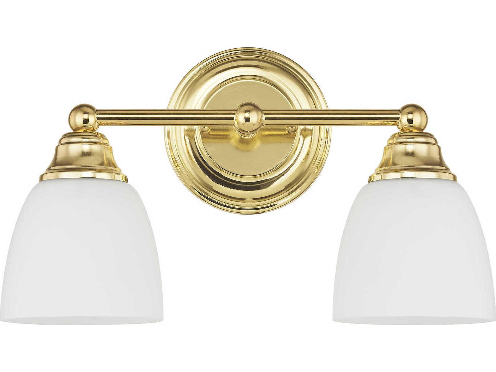 Livex Lighting Somerville 2-Light Polished Brass Glass Vanity Light