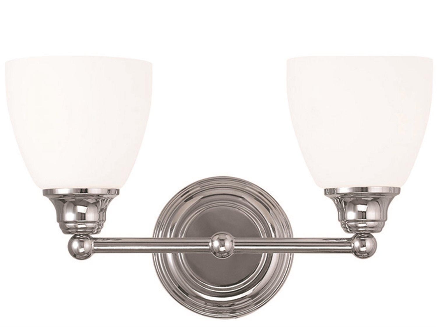 Livex Lighting Somerville 2-Light Polished Chrome Glass Vanity Light