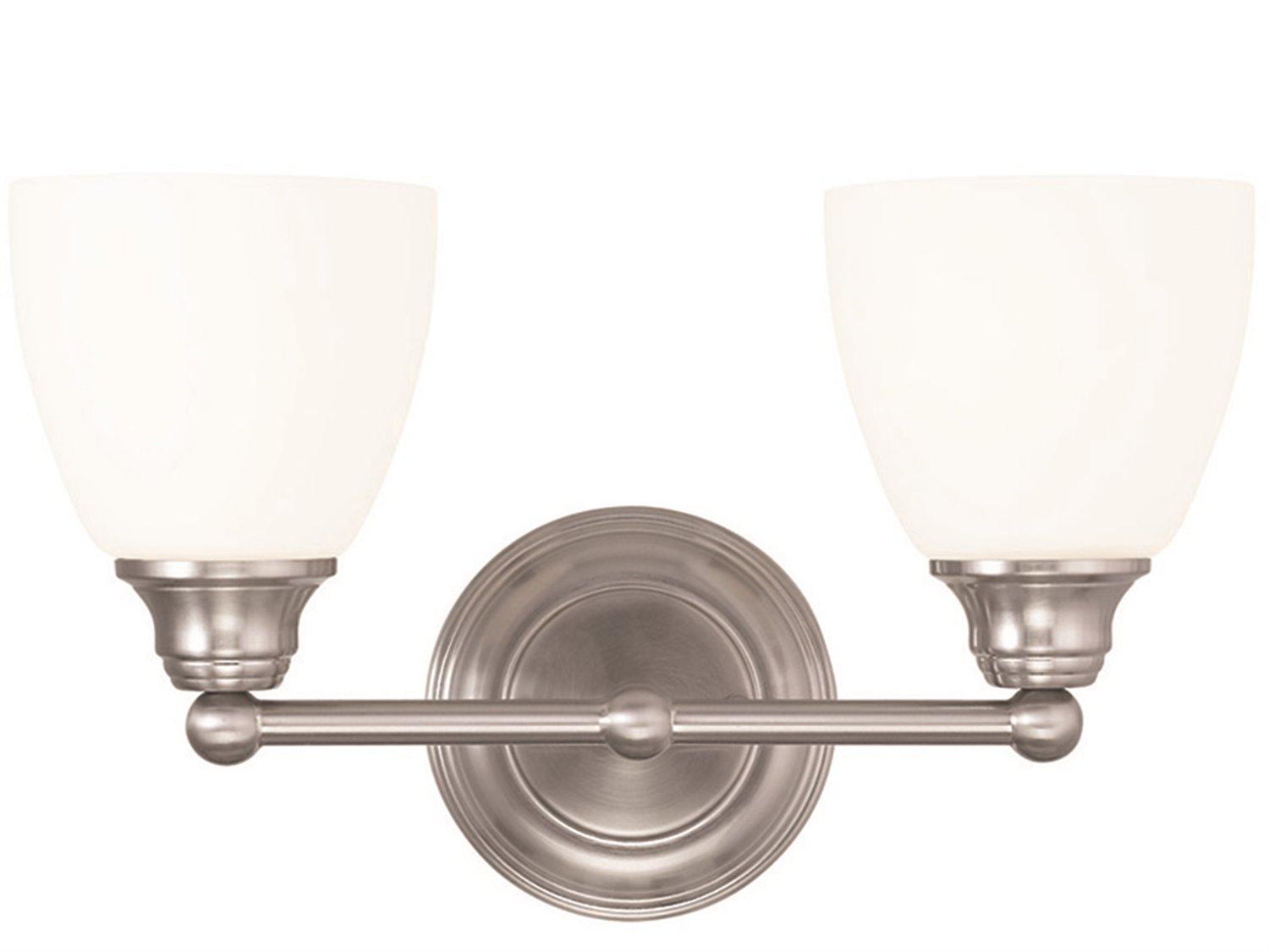 Livex Lighting Somerville 2-Light Brushed Nickel White Glass Vanity Light
