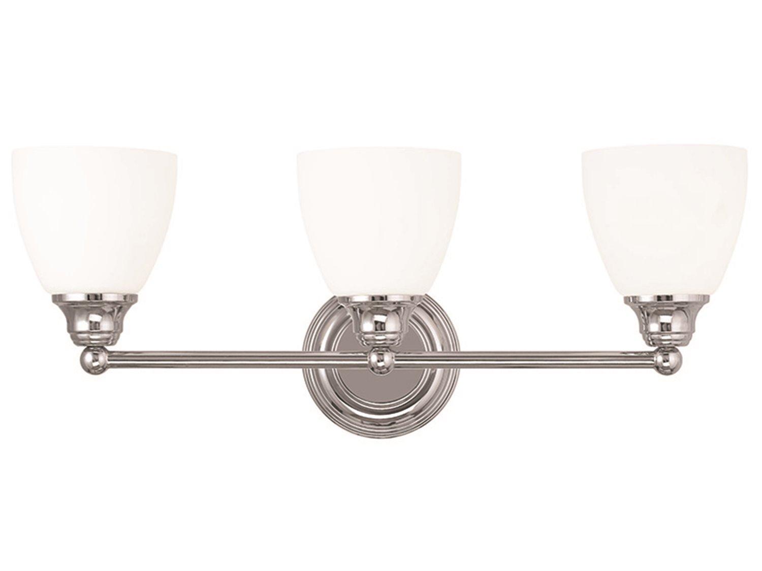 Livex Lighting Somerville 3-Light Polished Chrome White Glass Vanity Light