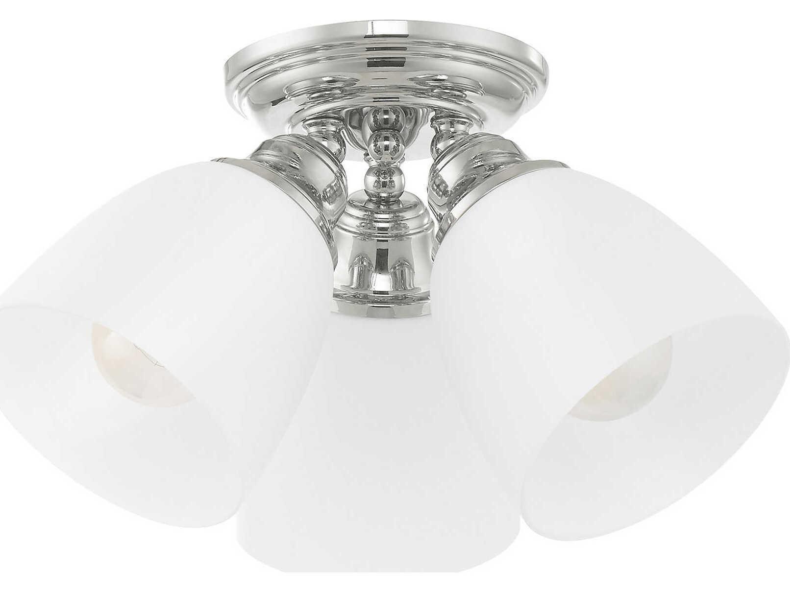 Livex Lighting Somerville 3-Light Polished Chrome Glass Bell Semi Flush Mount