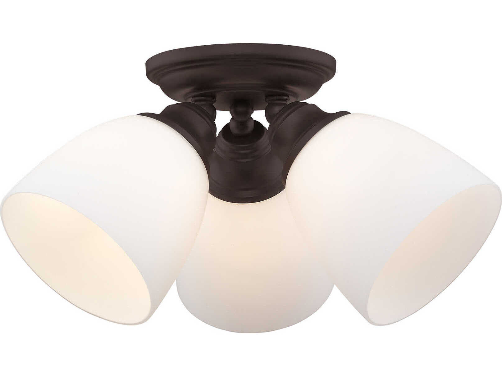 Livex Lighting Somerville 3-Light Bronze Glass Bell Semi Flush Mount