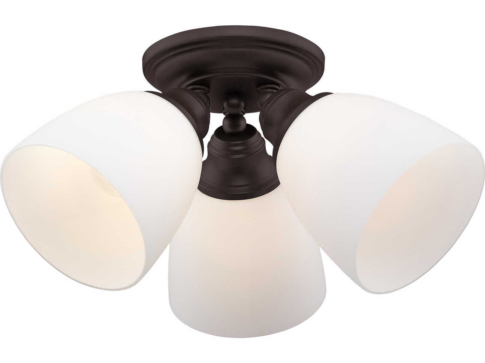Livex Lighting Somerville 3-Light Bronze Glass Bell Semi Flush Mount
