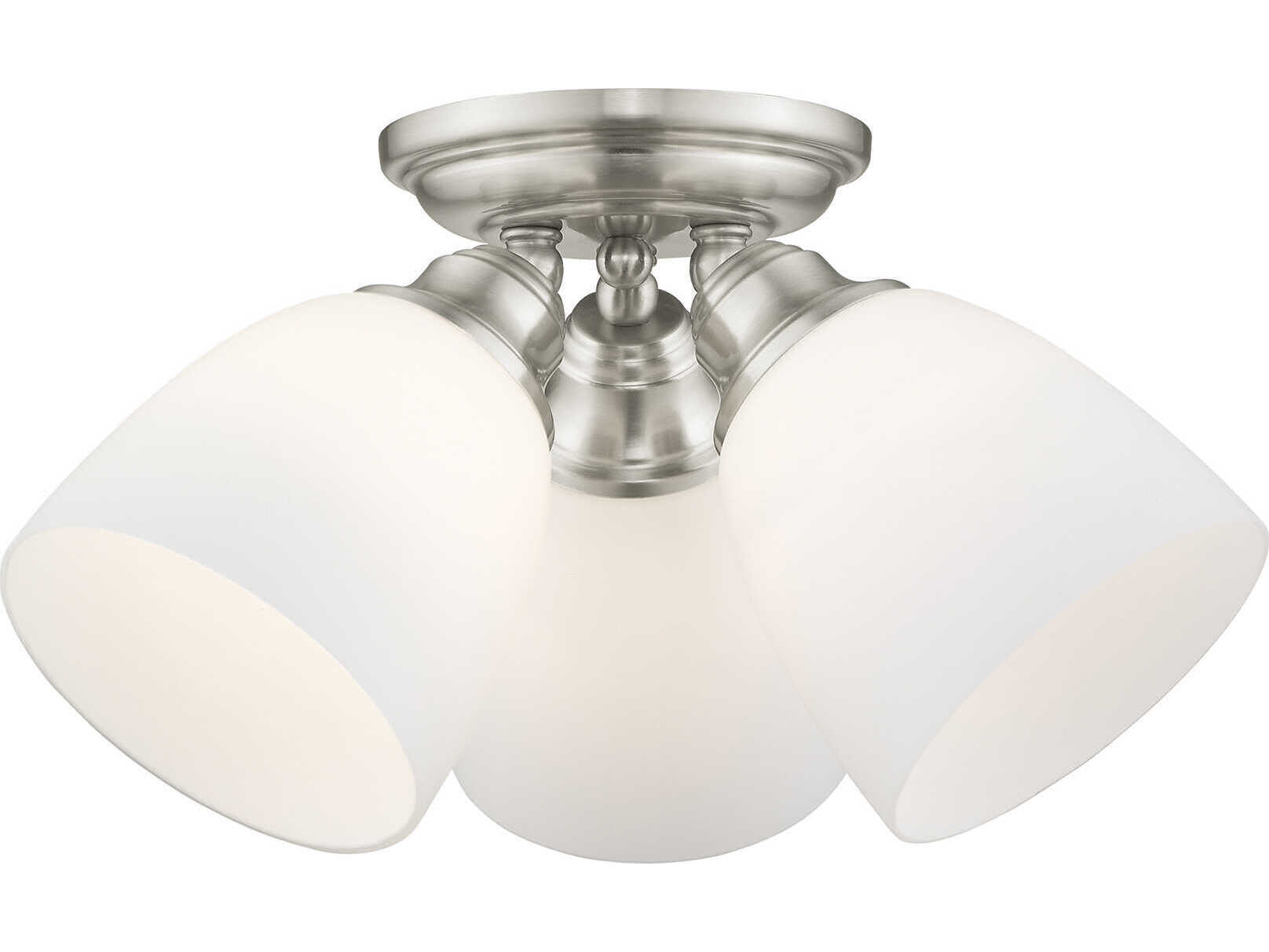 Livex Lighting Somerville 3-Light Brushed Nickel Glass Bell Semi Flush Mount