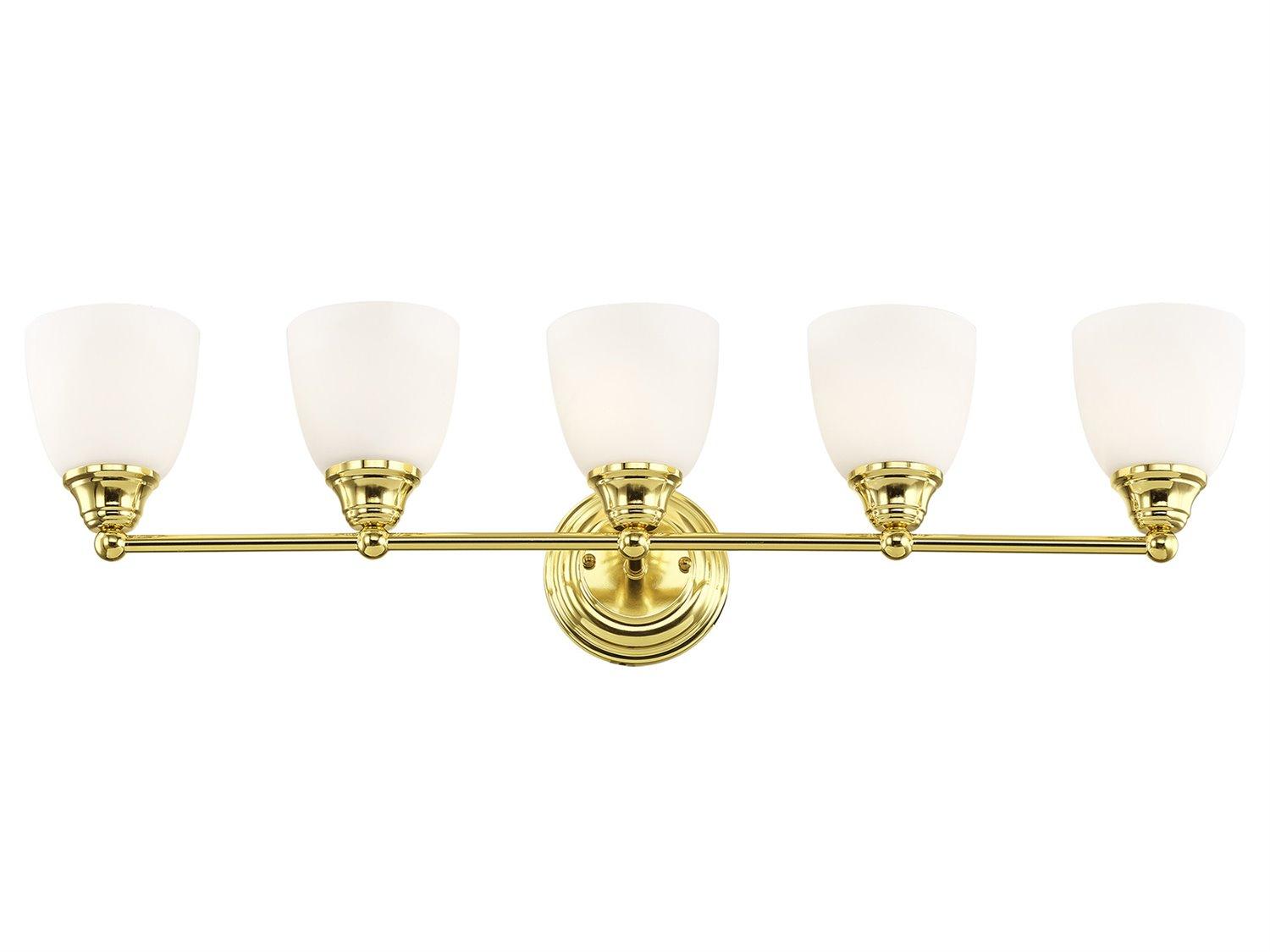 Livex Lighting Somerville 5-Light Polished Brass Glass Vanity Light