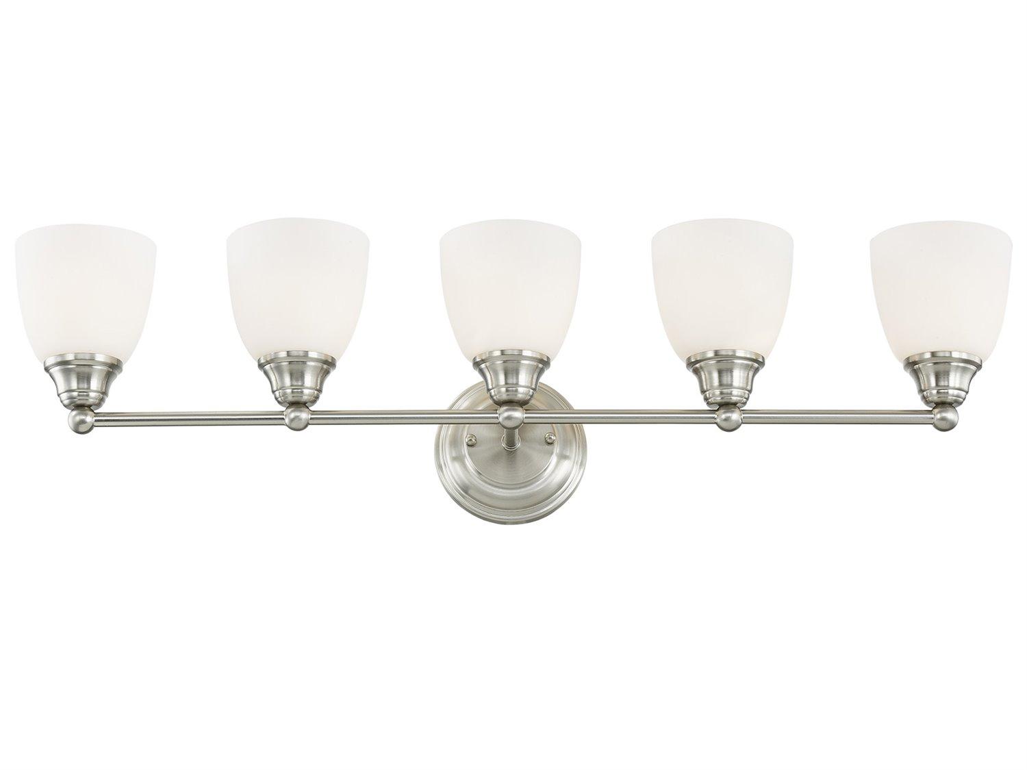 Livex Lighting Somerville 5-Light Brushed Nickel Glass Vanity Light
