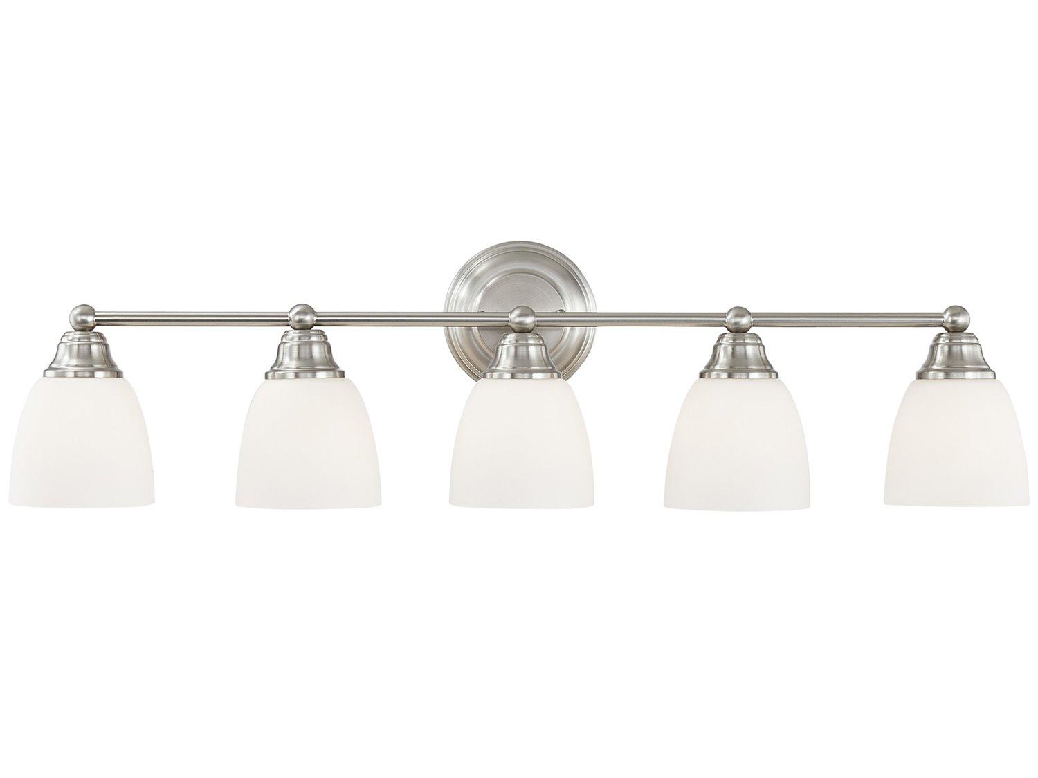Livex Lighting Somerville 5-Light Brushed Nickel Glass Vanity Light