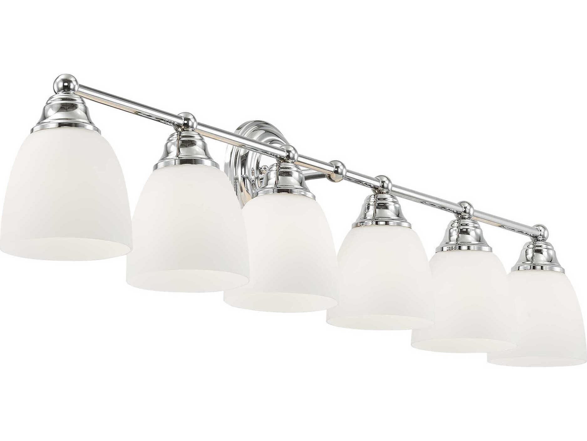 Livex Lighting Somerville 6-Light Polished Chrome White Glass Vanity Light