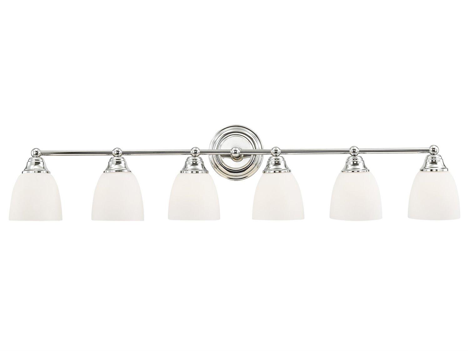 Livex Lighting Somerville 6-Light Polished Chrome White Glass Vanity Light