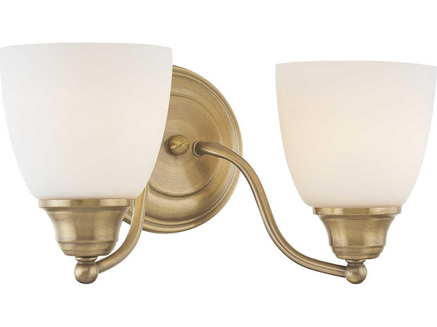 Livex Lighting Somerville 2-Light Antique Brass Glass Vanity Light