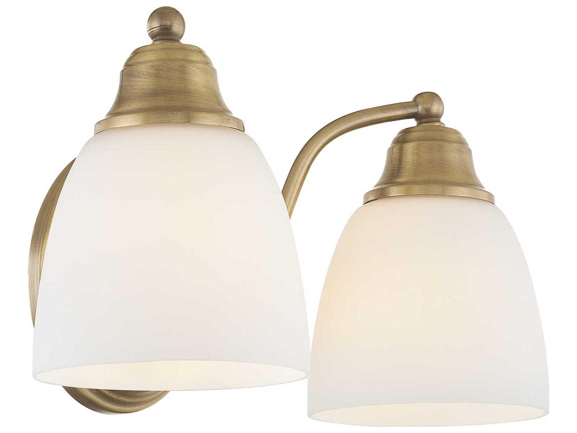 Livex Lighting Somerville 2-Light Antique Brass Glass Vanity Light