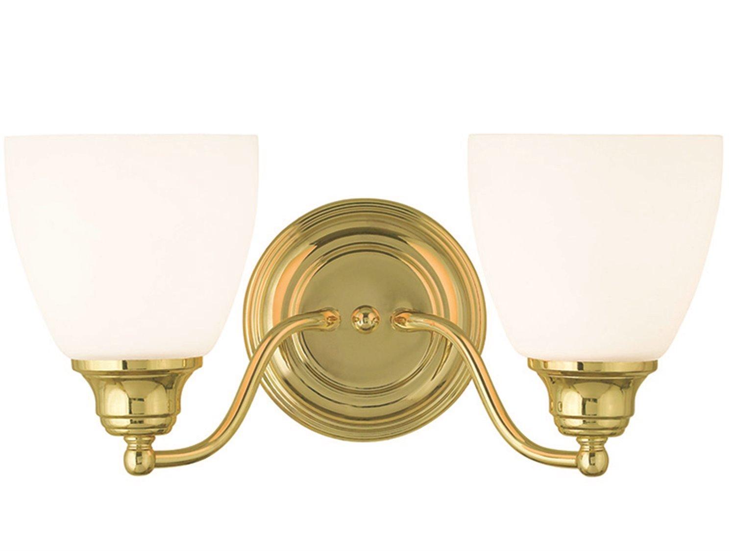 Livex Lighting Somerville 2-Light Polished Brass Glass Vanity Light