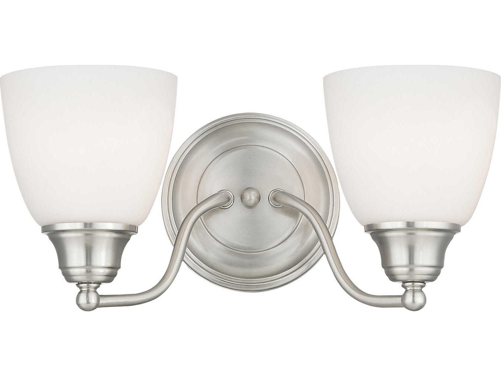 Livex Lighting Somerville 2-Light Brushed Nickel Glass Vanity Light