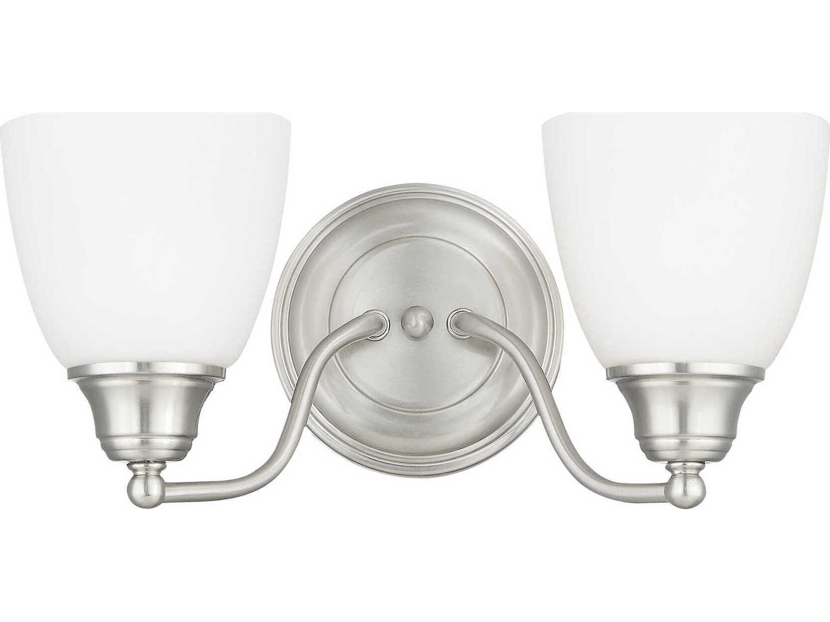 Livex Lighting Somerville 2-Light Brushed Nickel Glass Vanity Light