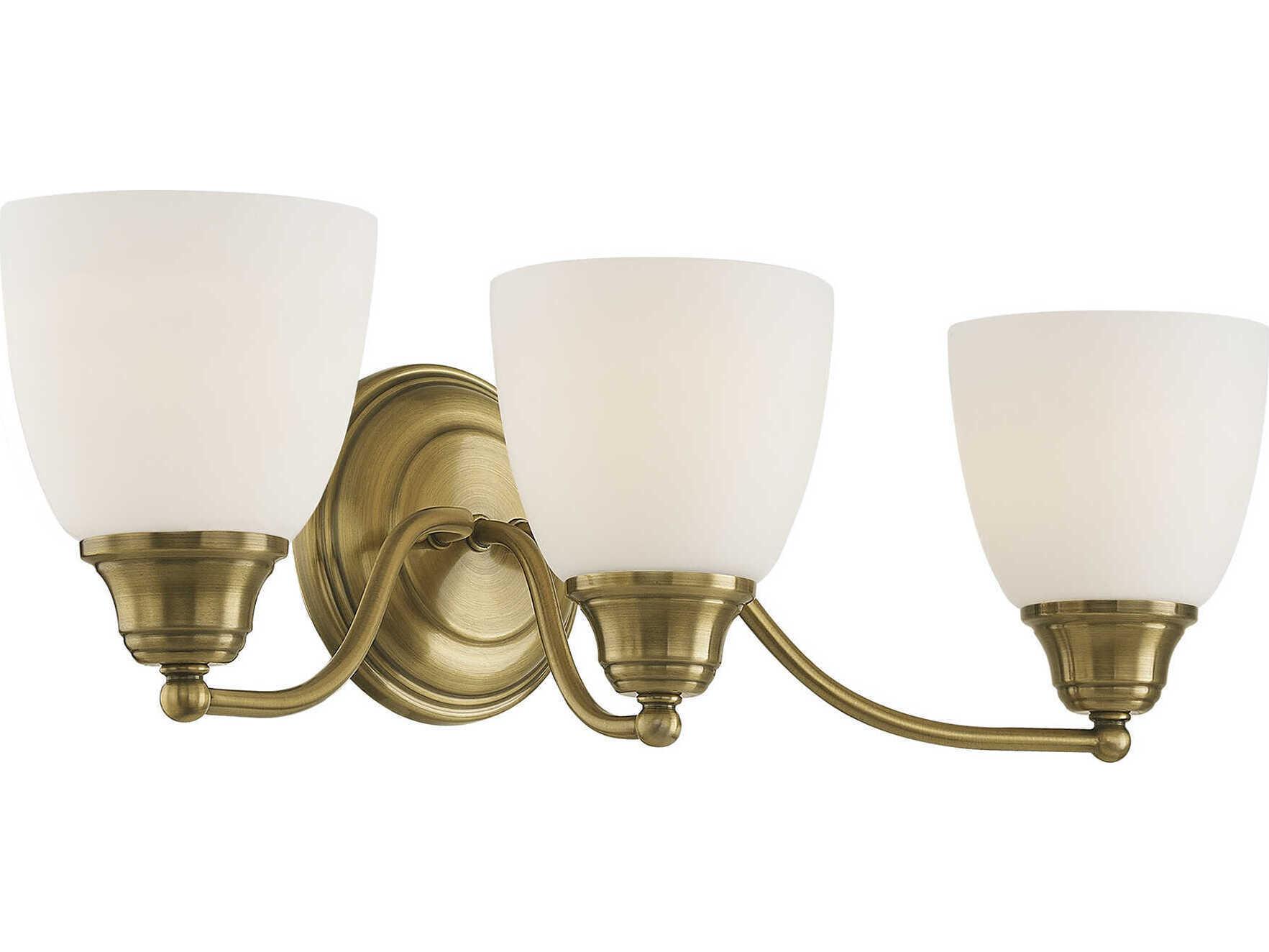 Livex Lighting Somerville 3-Light Antique Brass Glass Vanity Light
