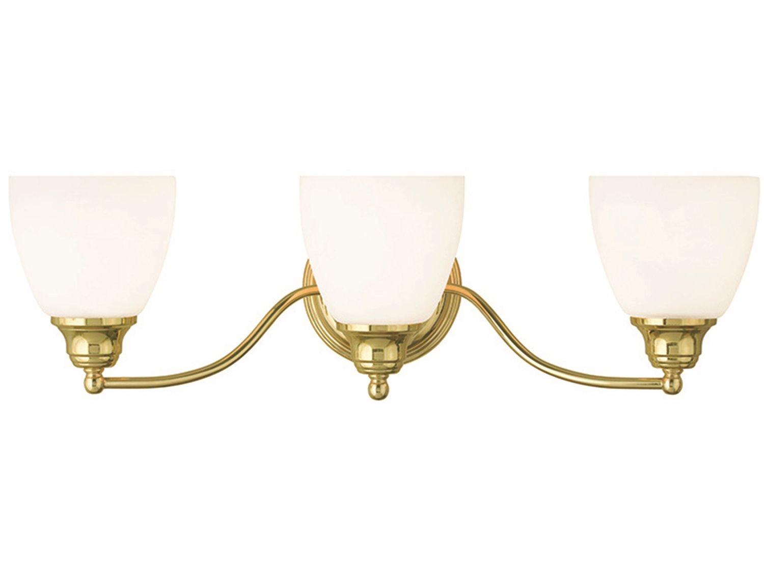 Livex Lighting Somerville 3-Light Polished Brass Glass Vanity Light