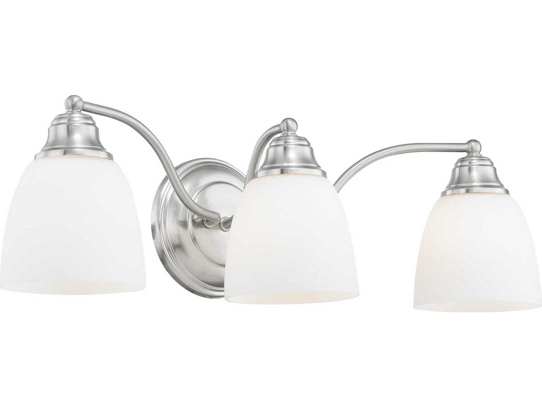 Livex Lighting Somerville 3-Light Brushed Nickel Glass Vanity Light