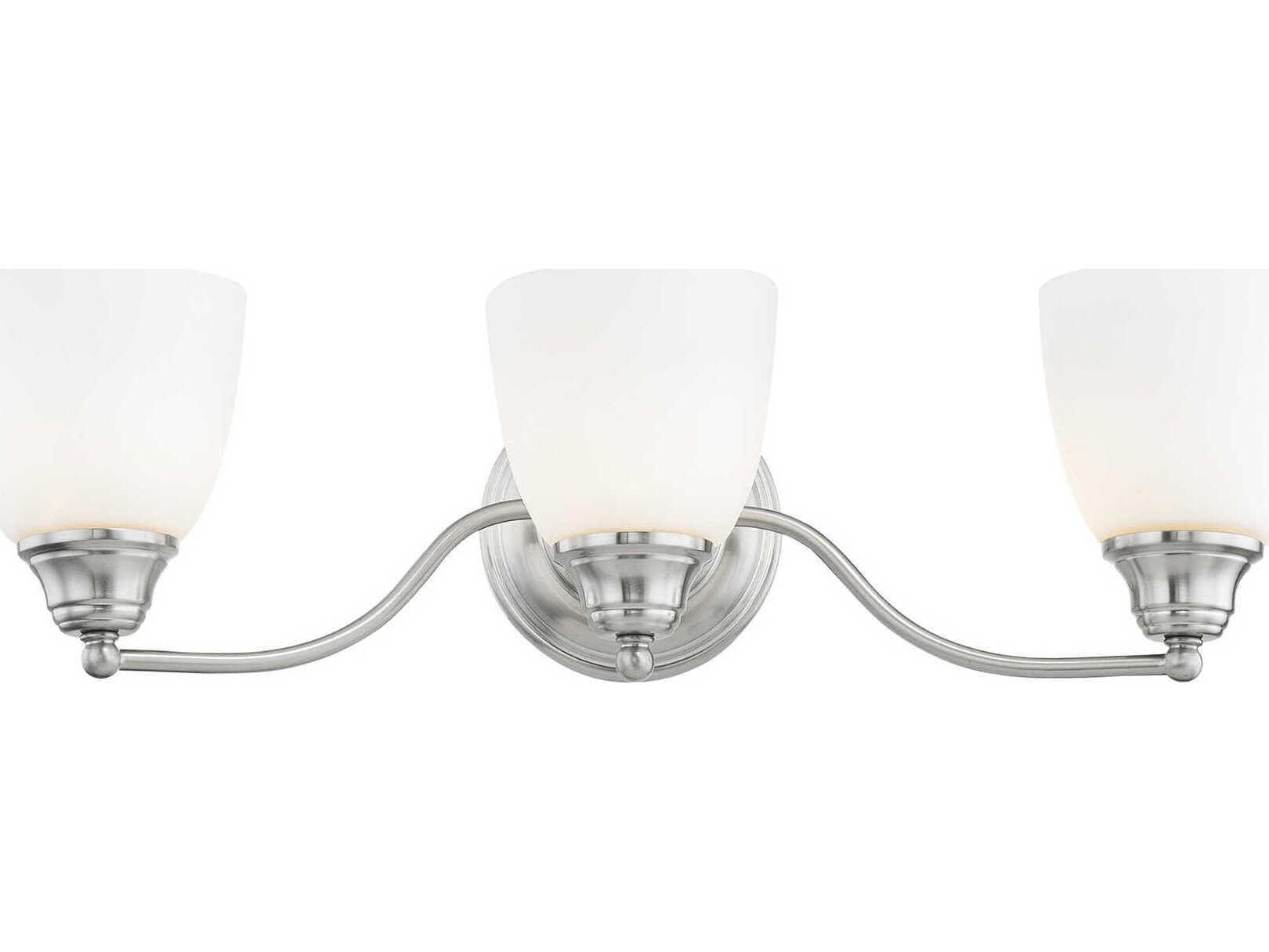Livex Lighting Somerville 3-Light Brushed Nickel Glass Vanity Light
