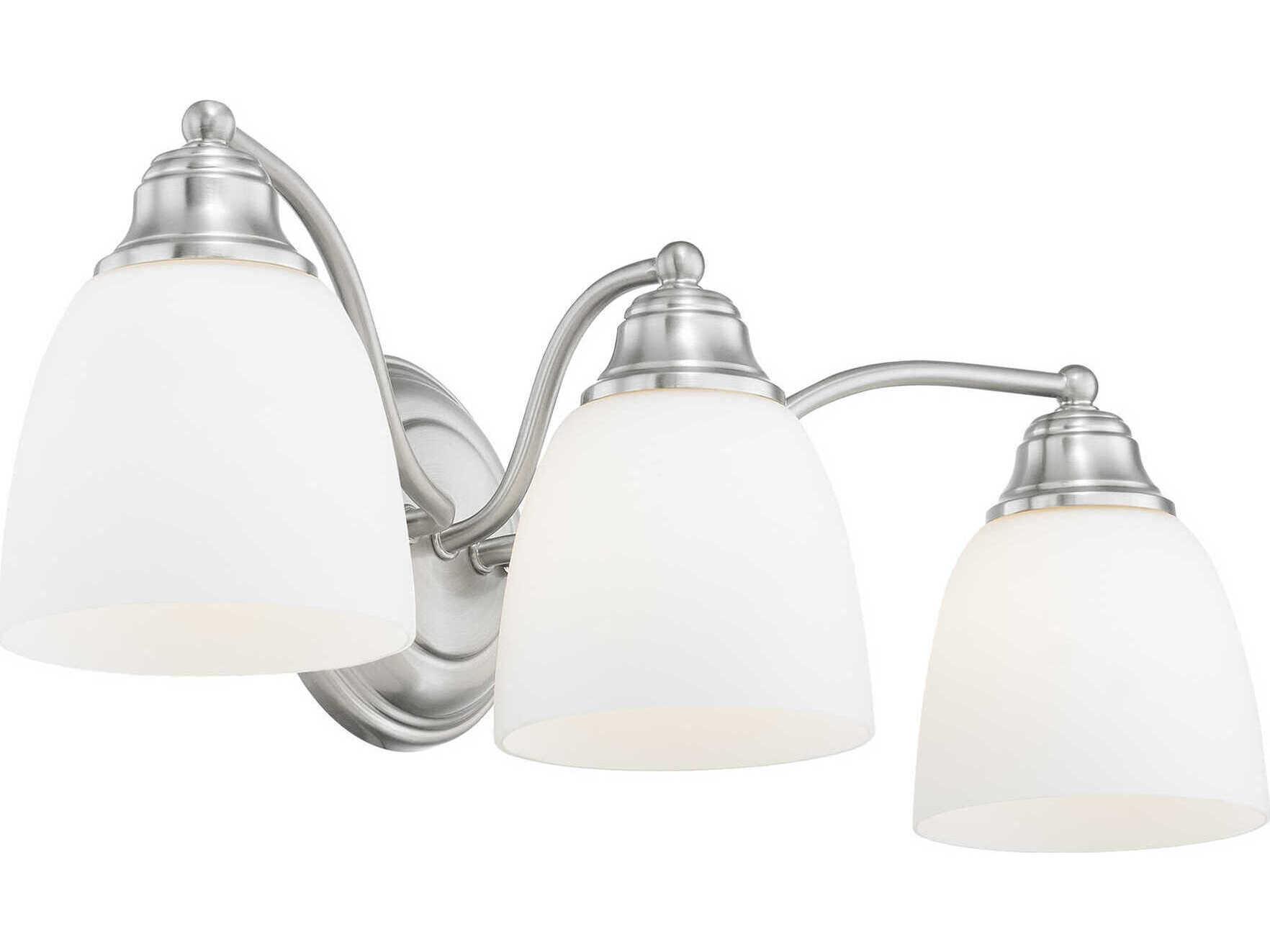 Livex Lighting Somerville 3-Light Brushed Nickel Glass Vanity Light