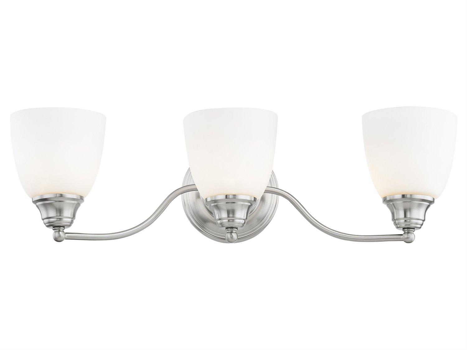 Livex Lighting Somerville 3-Light Brushed Nickel Glass Vanity Light