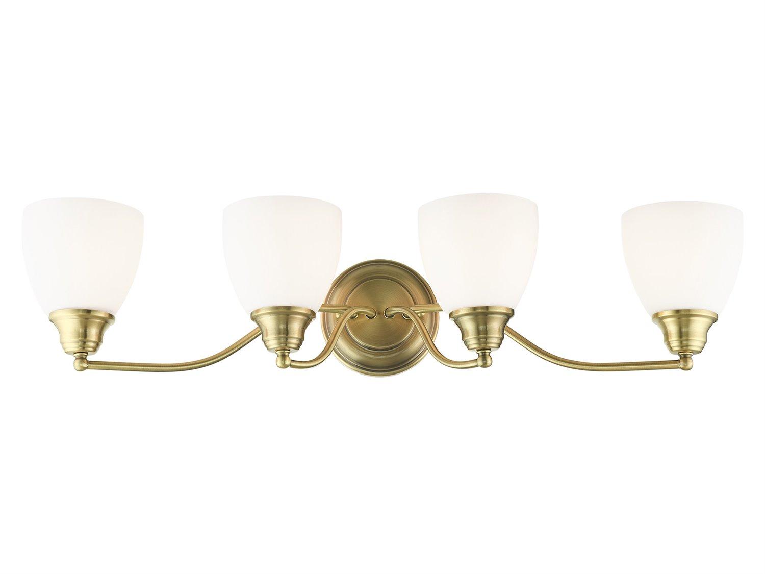 Livex Lighting Somerville 4-Light Antique Brass Glass Vanity Light