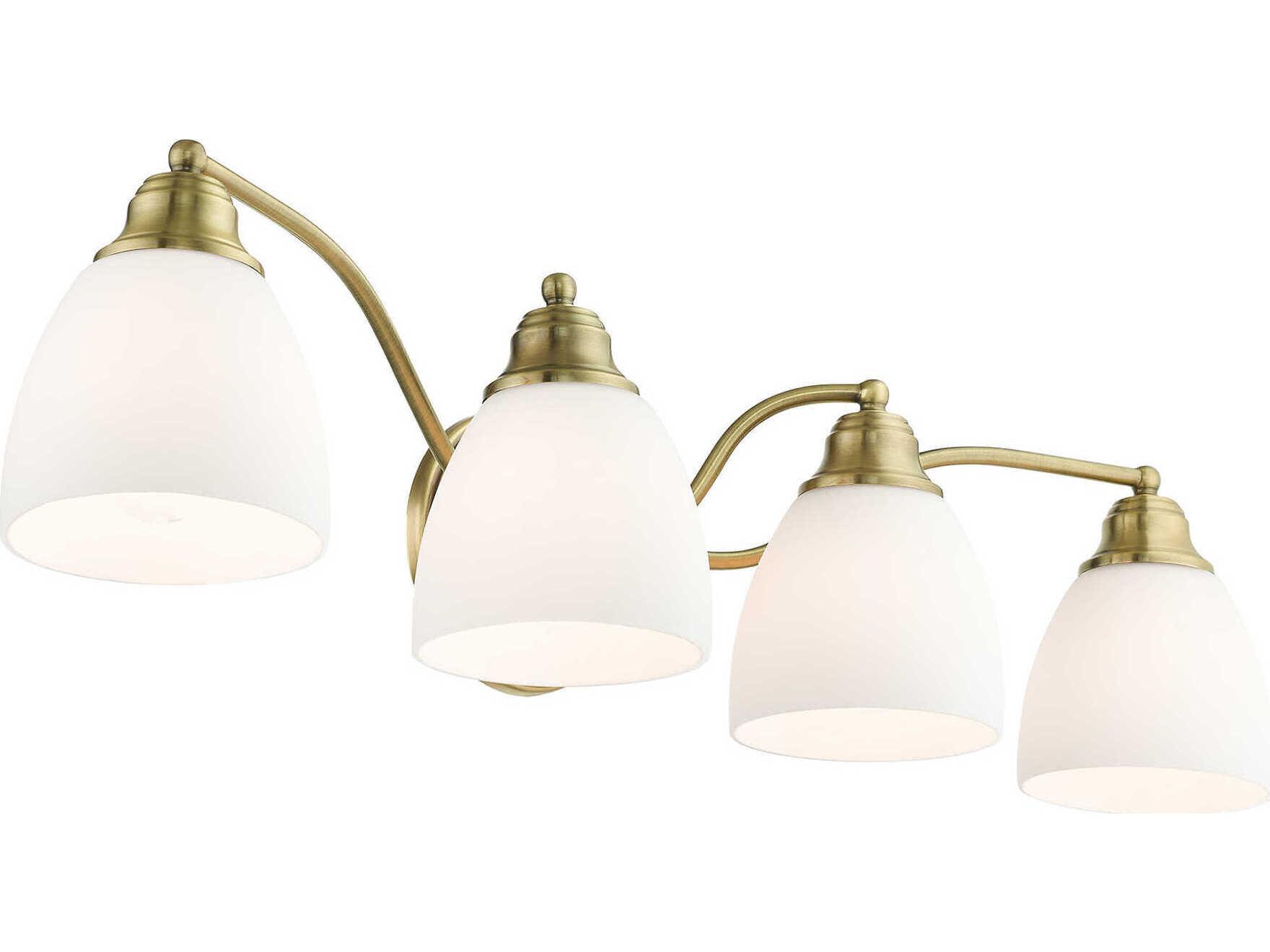 Livex Lighting Somerville 4-Light Antique Brass Glass Vanity Light