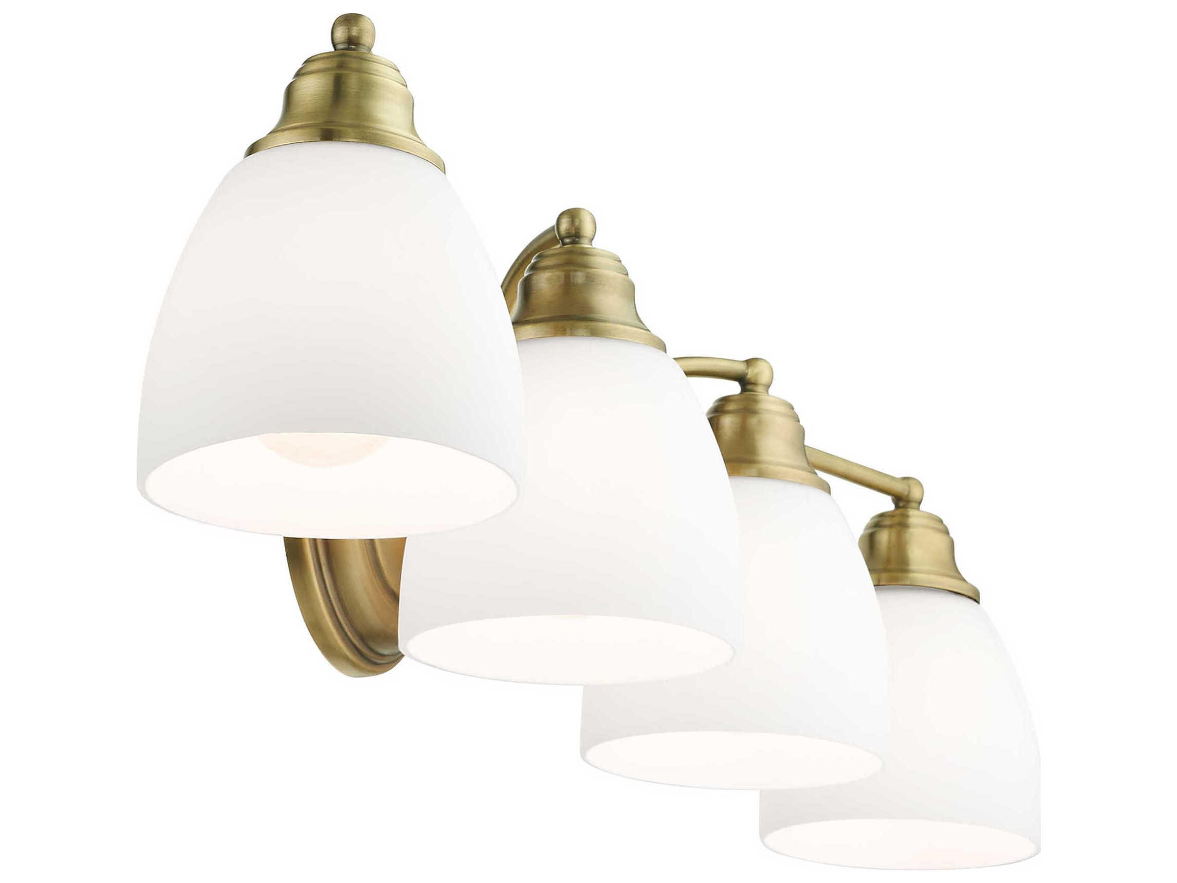Livex Lighting Somerville 4-Light Antique Brass Glass Vanity Light